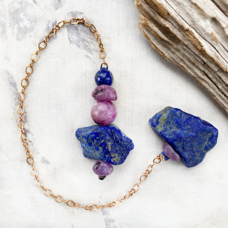 Pendulum with Lapis Lazuli, Ruby and Hemimorphite